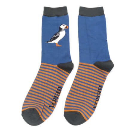 Mr Heron Puffin Stripes Socks Denim-4723