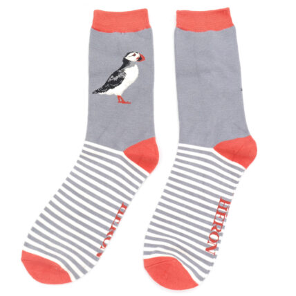 Mr Heron Puffin Stripes Socks Grey Blue-4724