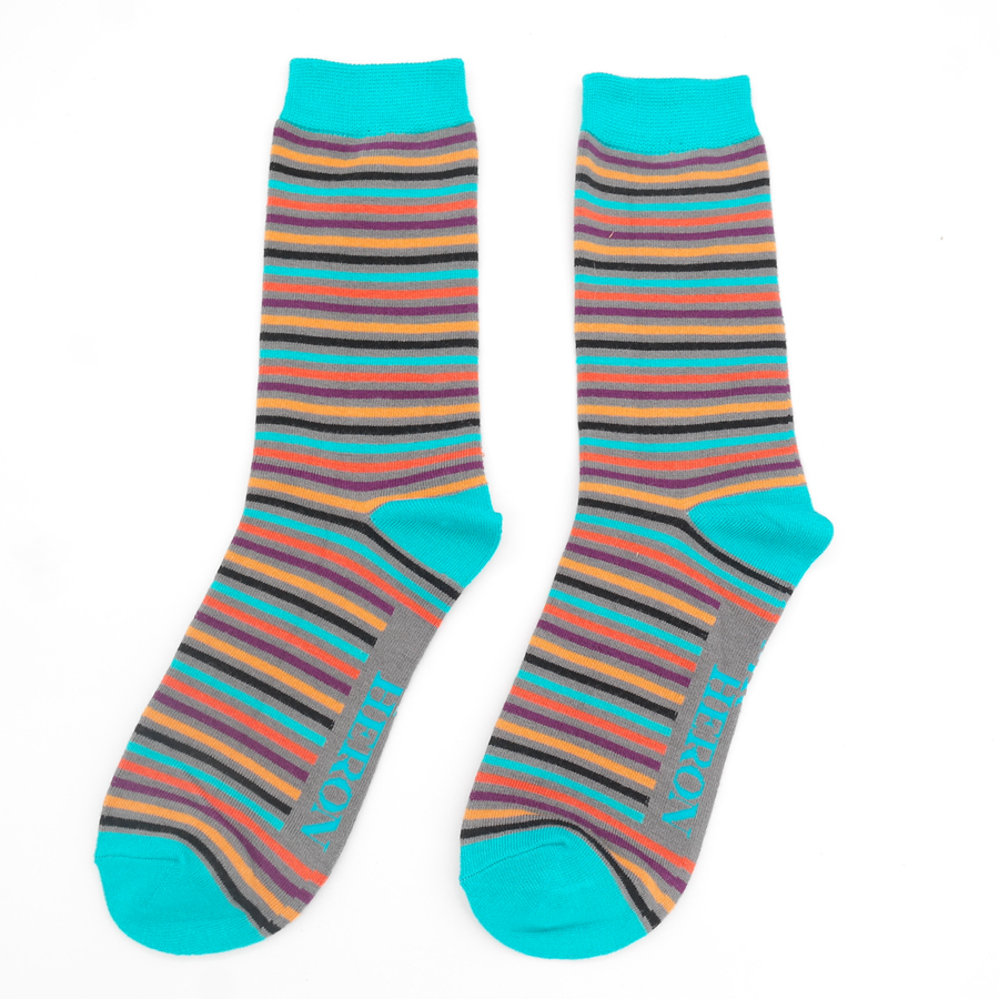 Mr Heron Vibrant Stripes Socks Grey