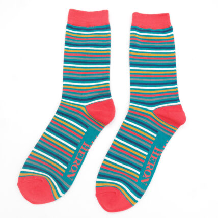 Mr Heron Vibrant Stripes Socks Teal-0