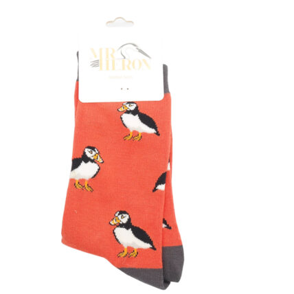 Mr Heron Cute Puffin Socks Burnt Orange-4748