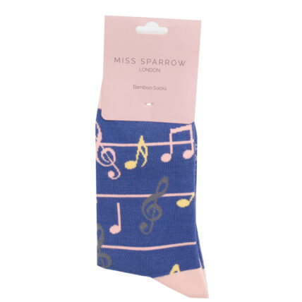 Multicolour Music Notes Socks Denim-4960