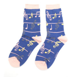 Multicolour Music Notes Socks Denim-0