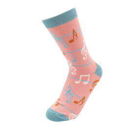 Multicolour Music Notes Socks Dusky Pink-0