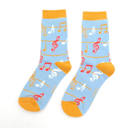 Multicolour Music Notes Socks Powder Blue-0