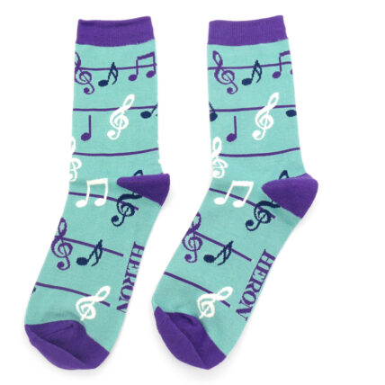 Mr Heron Multicolour Music Notes Socks Green-0