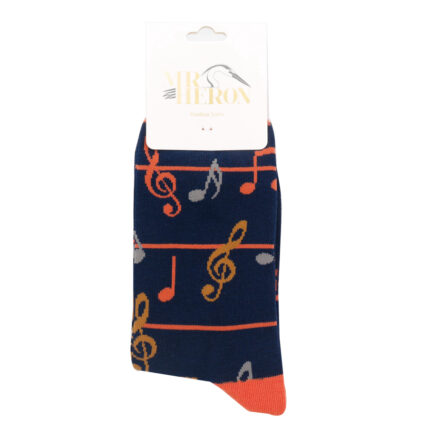 Mr Heron Multicolour Music Notes Socks Navy-4978