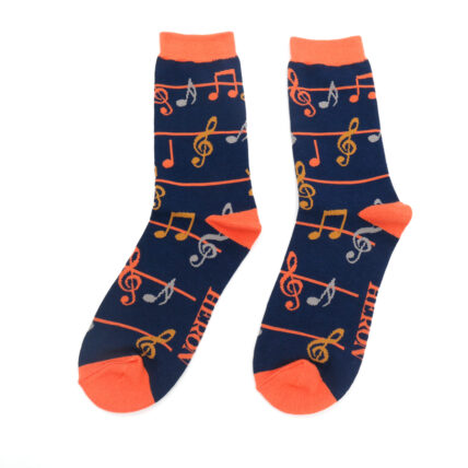 Mr Heron Multicolour Music Notes Socks Navy-4977