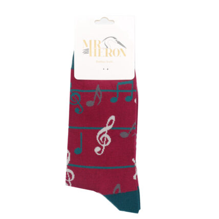 Mr Heron Multicolour Music Notes Socks Wine-4980