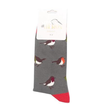 Mr Heron Multicolour Robins Socks Grey-4950