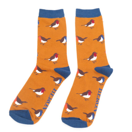 Mr Heron Multicolour Robins Socks Ochre-0