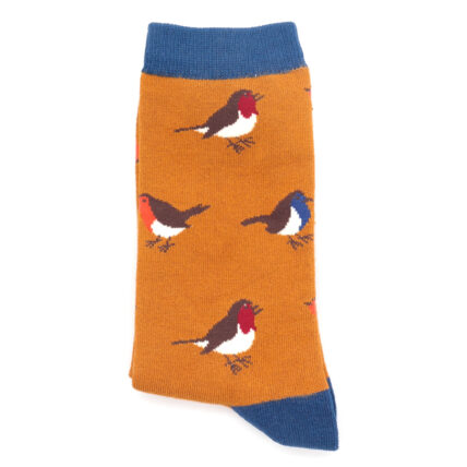 Mr Heron Multicolour Robins Socks Ochre-4952