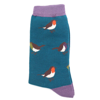 Mr Heron Multicolour Robins Socks Teal-4953