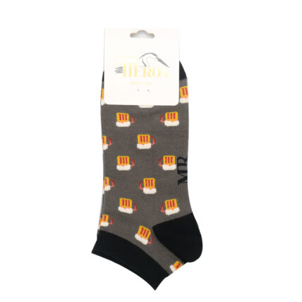 Mr Heron Beer Trainer Socks Grey-5235