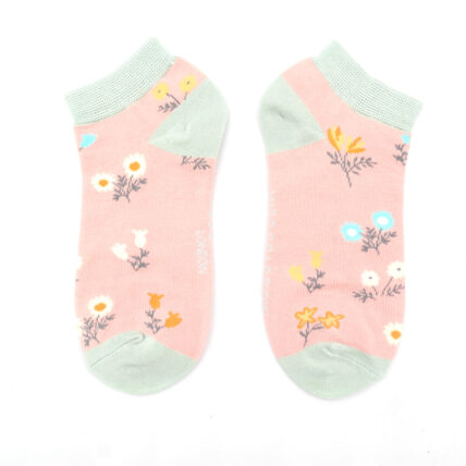 Dainty Floral Trainer Socks Dusky Pink-0