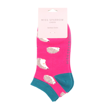 Cute Hedgehogs Trainer Socks Hot Pink-5170
