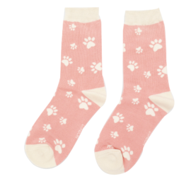 Paw Prints Socks Dusky Pink-0