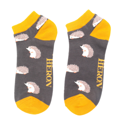 Mr Heron Cute Hedgehogs Trainer Socks Grey-0