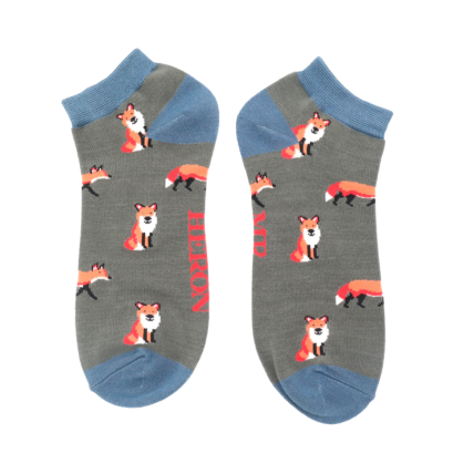 Mr Heron Foxes Trainer Socks Charcoal-0