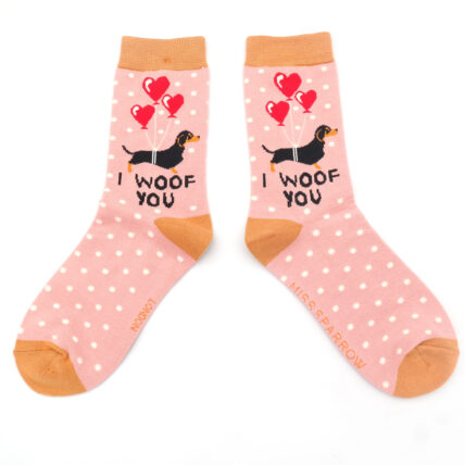 I Woof You Socks Dusky Pink-0
