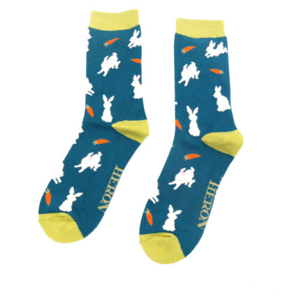 Mr Heron Bunnies & Carrots Socks Blue-0