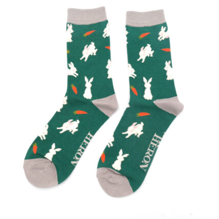 Mr Heron Bunnies & Carrots Socks Green-0