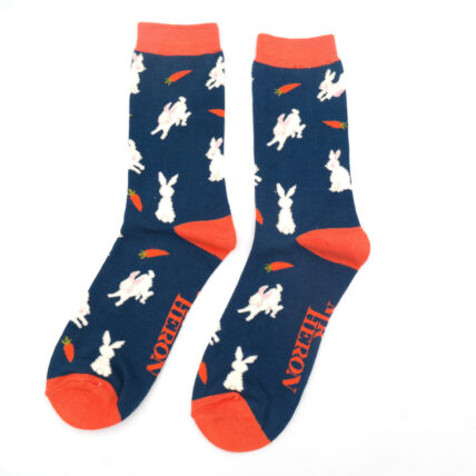 Mr Heron Bunnies & Carrots Socks Navy-0