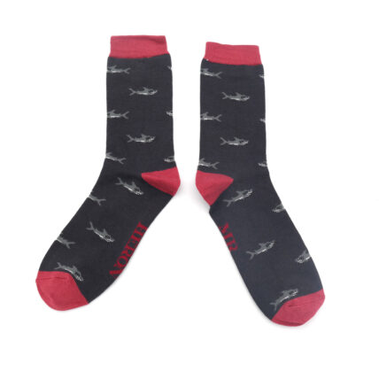 Mr Heron Little Sharks Socks Charcoal-0