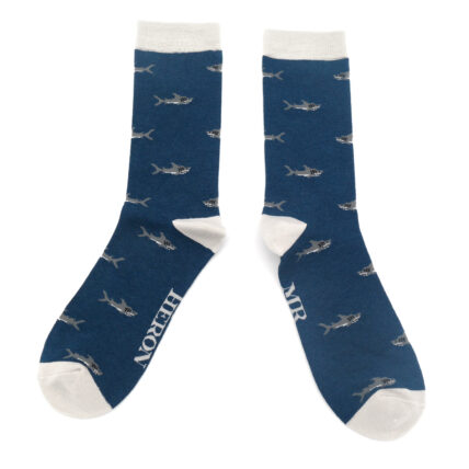 Mr Heron Little Sharks Socks Navy-0