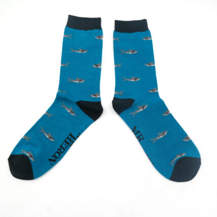 Mr Heron Little Sharks Socks Teal-5250