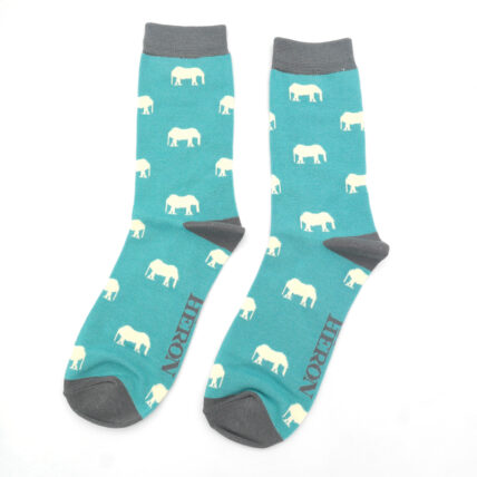 Mr Heron Mini Elephants Socks Aqua Green-0