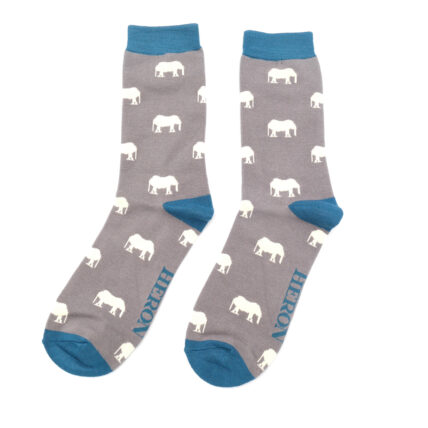 Mr Heron Mini Elephants Socks Grey-0