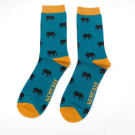 Mr Heron Mini Elephants Socks Teal-0
