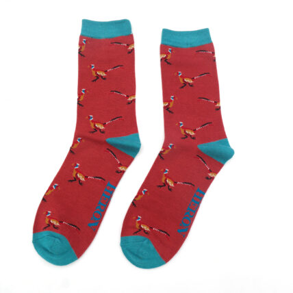 Mr Heron Pheasants Socks Oxblood-0