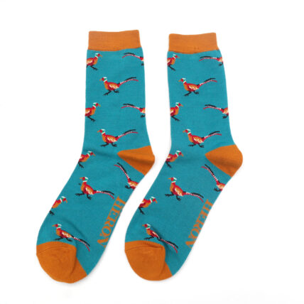 Mr Heron Pheasants Socks Teal-0