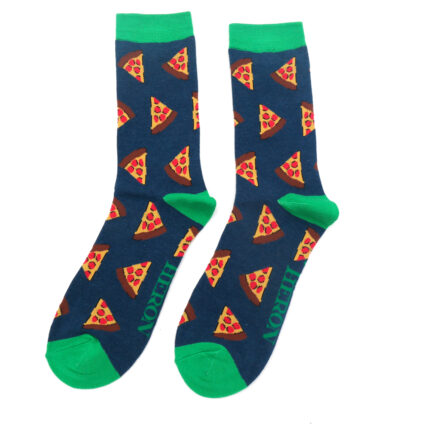 Mr Heron Pizza Slices Socks Navy-0