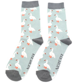 Mr Heron White Ducks Socks Duck Egg-0