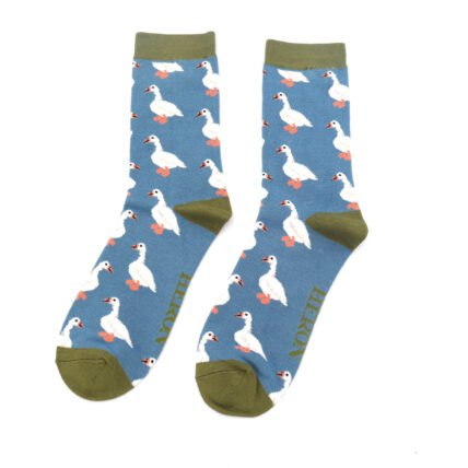 Mr Heron White Ducks Socks Denim-0