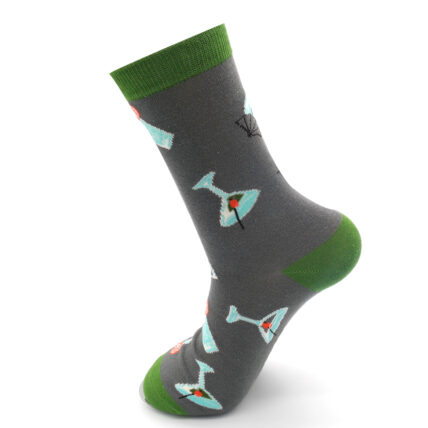Mr Heron Cocktails Socks Grey-5311