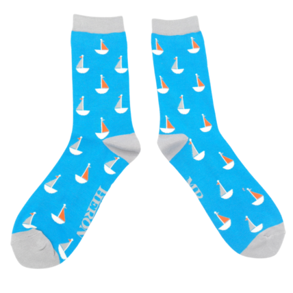 Mr Heron Little Boats Socks Bright Blue-0