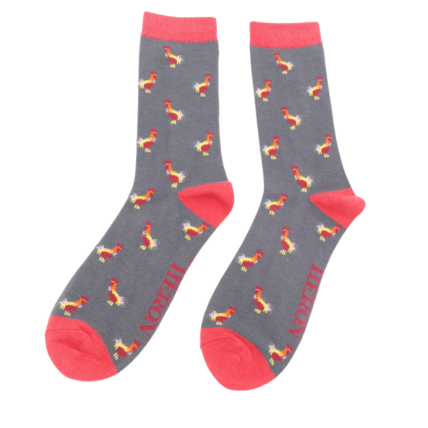 Mr Heron Rooster Socks Charcoal-0