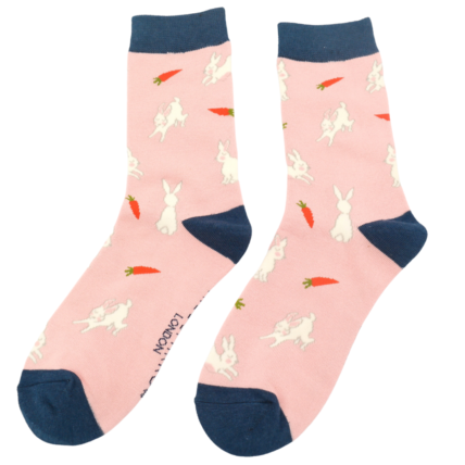 Bunnies & Carrots Socks Dusky Pink-0