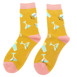Cocktails Socks Mustard-0