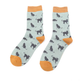 Cats Bamboo Socks Duck Egg-0