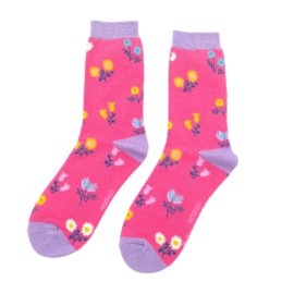 Dainty Floral Socks Hot Pink-0