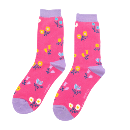 Dainty Floral Socks Hot Pink-0