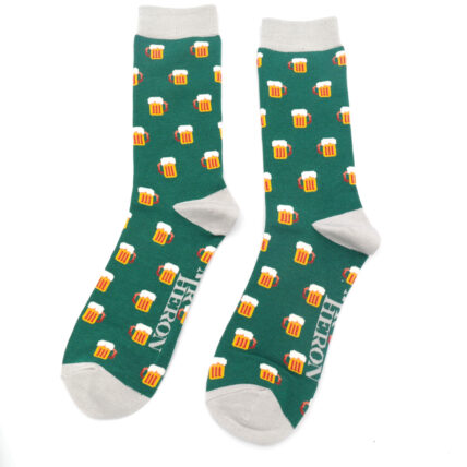 Mr Heron Beer Socks Green-5349