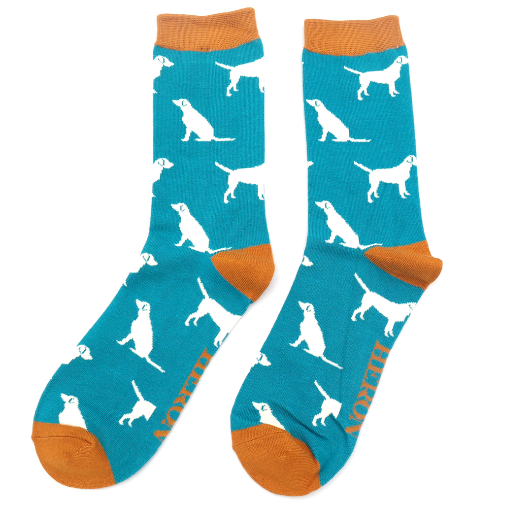 Mr Heron Labradors Socks Teal