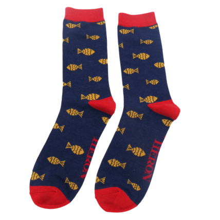 Mr Heron Little Fish Socks Navy-0