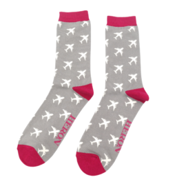 Mr Heron Airplanes Socks Grey-0